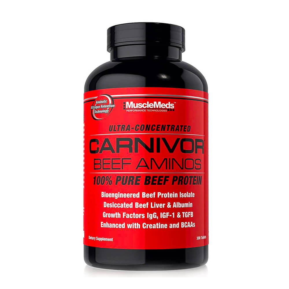 ماصل ميدز (MuscleMeds) كارنيفور بيف أمينو (Carnivor Beef Aminos) – 300 قرص (100 حصة)