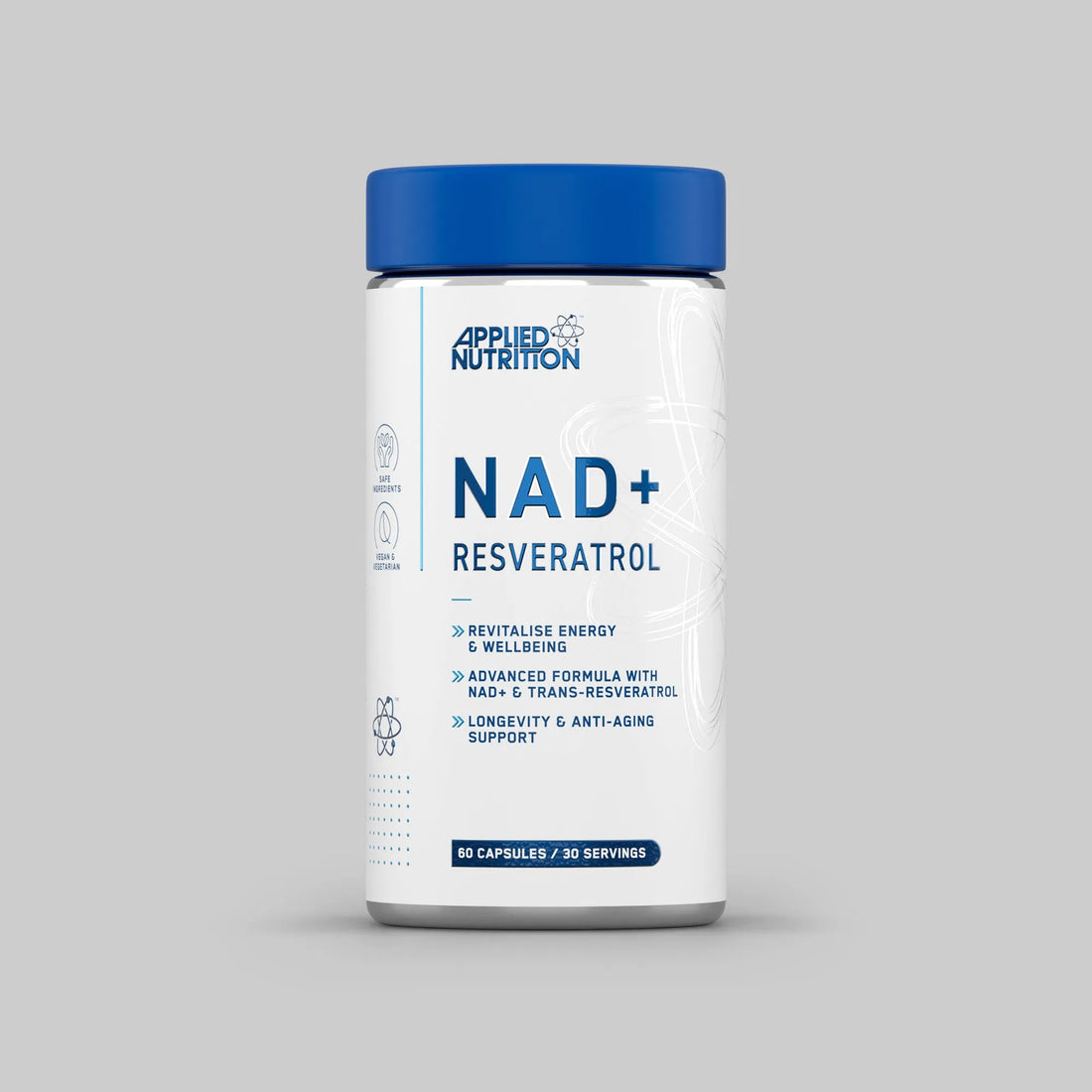 أبلايد نيوترشن (Applied Nutrition) +NAD ريسفيراترول (NAD+ Resveratrol) – 60 كبسولة (30 حصة)